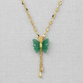 Butterfly Pendant Necklace with Jade Accent