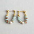 Beaded Emperor Stone and Freshwater Pearl Earrings