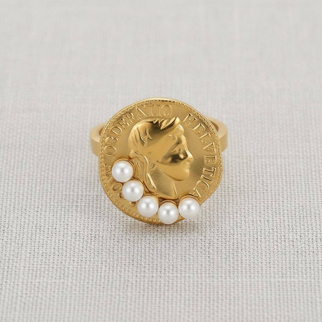 Vintage Coin Butterfly Open Ring