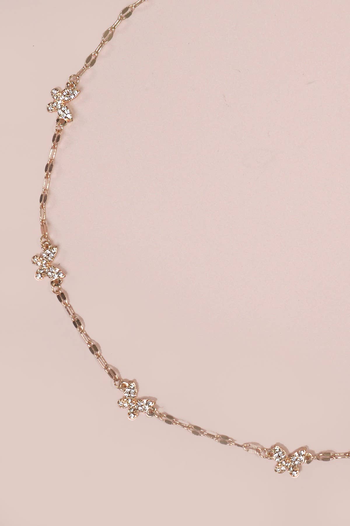 RHINESTONE BUTTERFLY STATION NECKLACE | 80N1045: GOLD