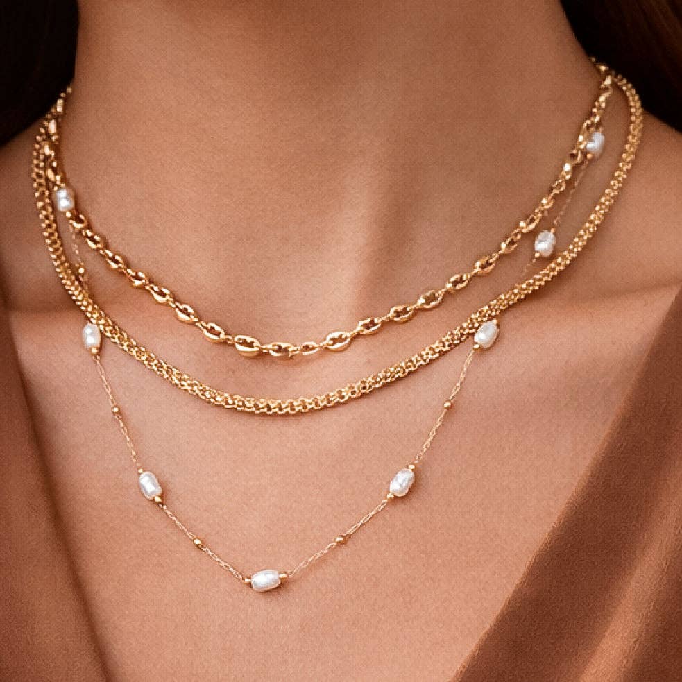 18K Gold PVD Plated Waterproof Stainless Steel Chain Necklace - 7819: S0OX3T7819