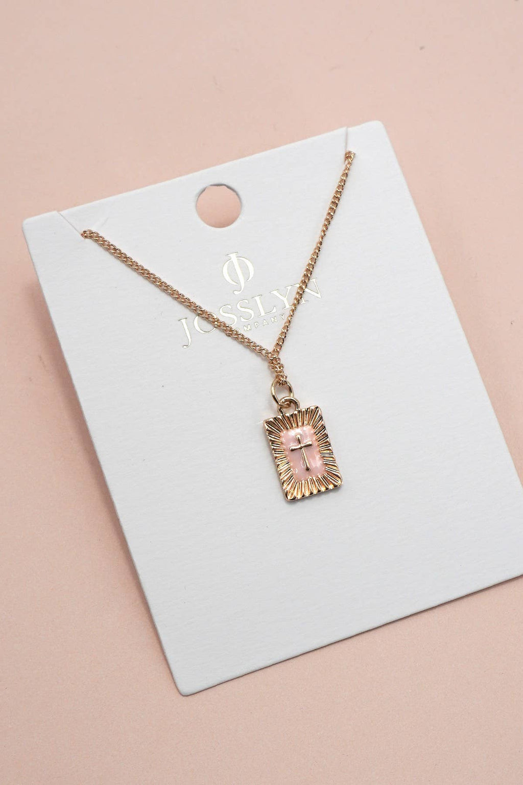 SUNBURST SQUARE CROSS PENDANT NECKLACE | 80N91885: GOLD