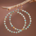 Natural Stone Beaded Circle Drop Earrings - 6115: S0OX3T6115 Green