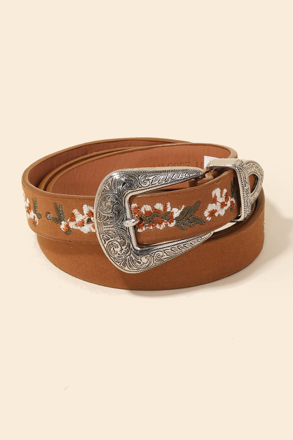 Flower Embroidered Buckle Belt