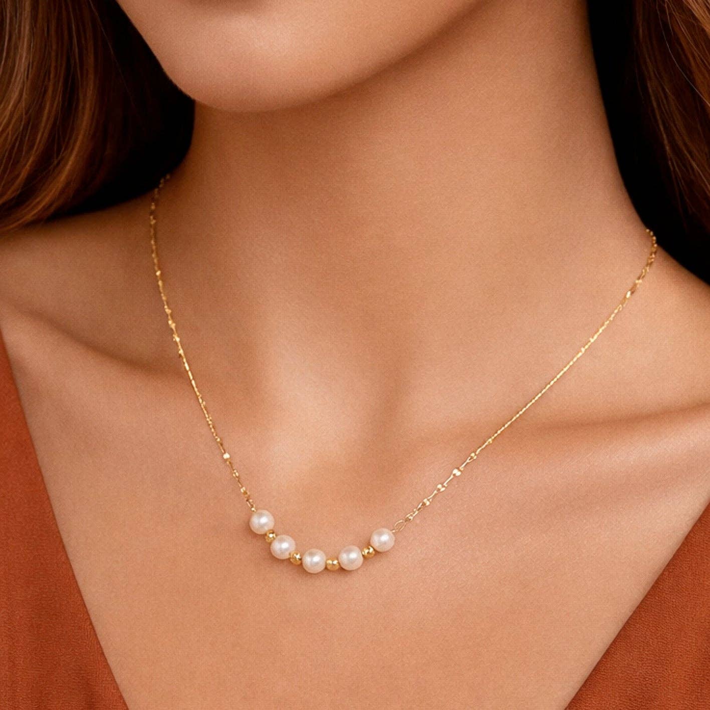 18K Gold Plated Waterproof Stainless Steel Chain Necklace - 7235: S0OX3T7235 Gold