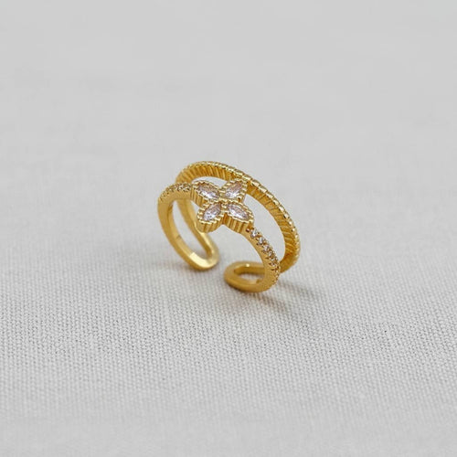 Adjustable Gold Plated Double Layer Ring