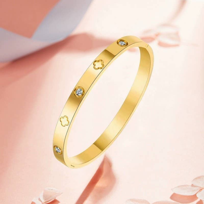 18K NON-TARNISH WATERPROOF STAINLESS STEEL BANGLE | 40B5154: GOLD