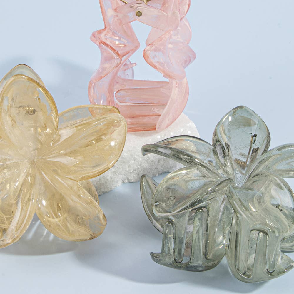 Marbled Plumeria Flower Claw Clip