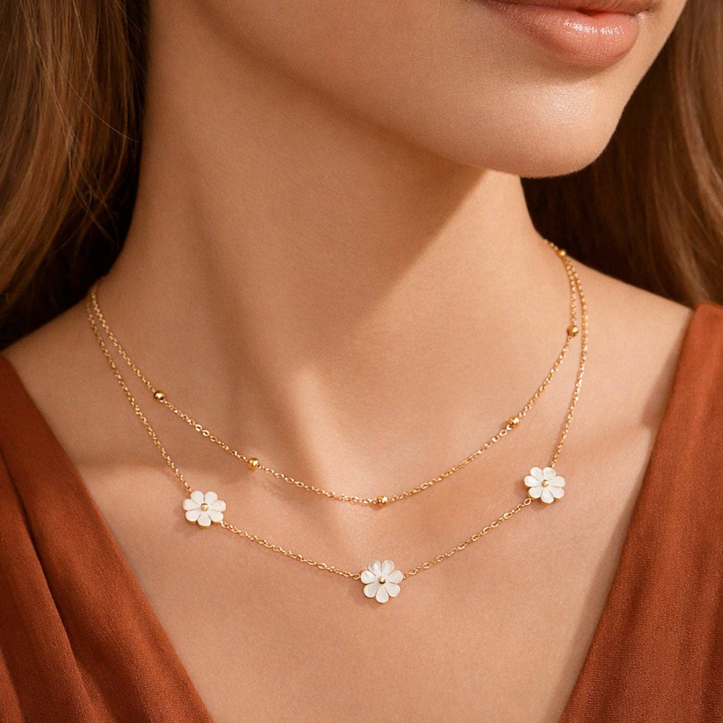 18K Gold PVD Plated Waterproof Stainless Steel Chain Necklace - 7669: S0OX3T7669h