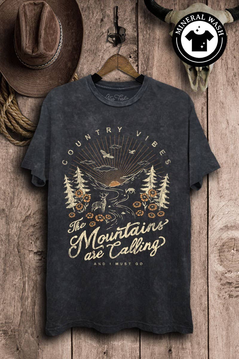 Mountain Call T- Shirt: Vintage Black Mineral Wash