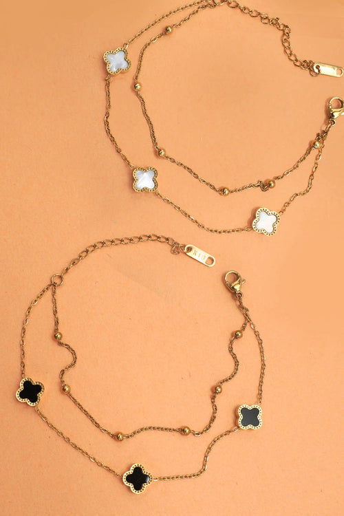 18K STAINLESS STEEL TARNISH FREE CLOVER BRACELET | 40B5173: White