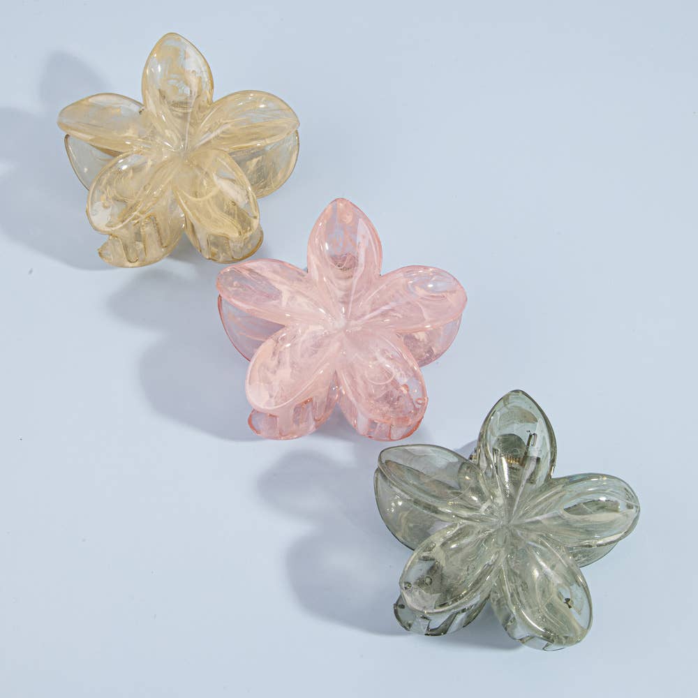 Marbled Plumeria Flower Claw Clip