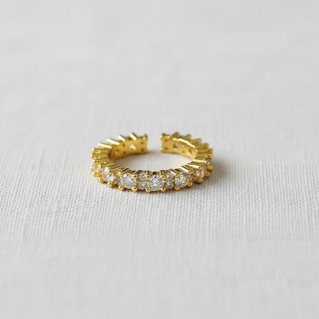 Vintage Zirconia Adjustable Open Ring