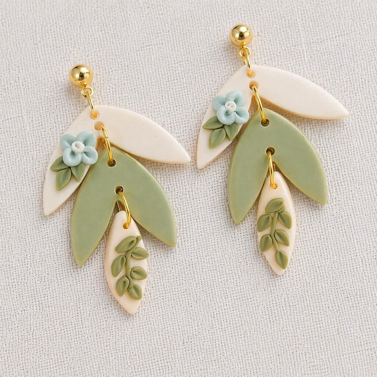 Handmade Polymer Clay Floral Stud Earrings