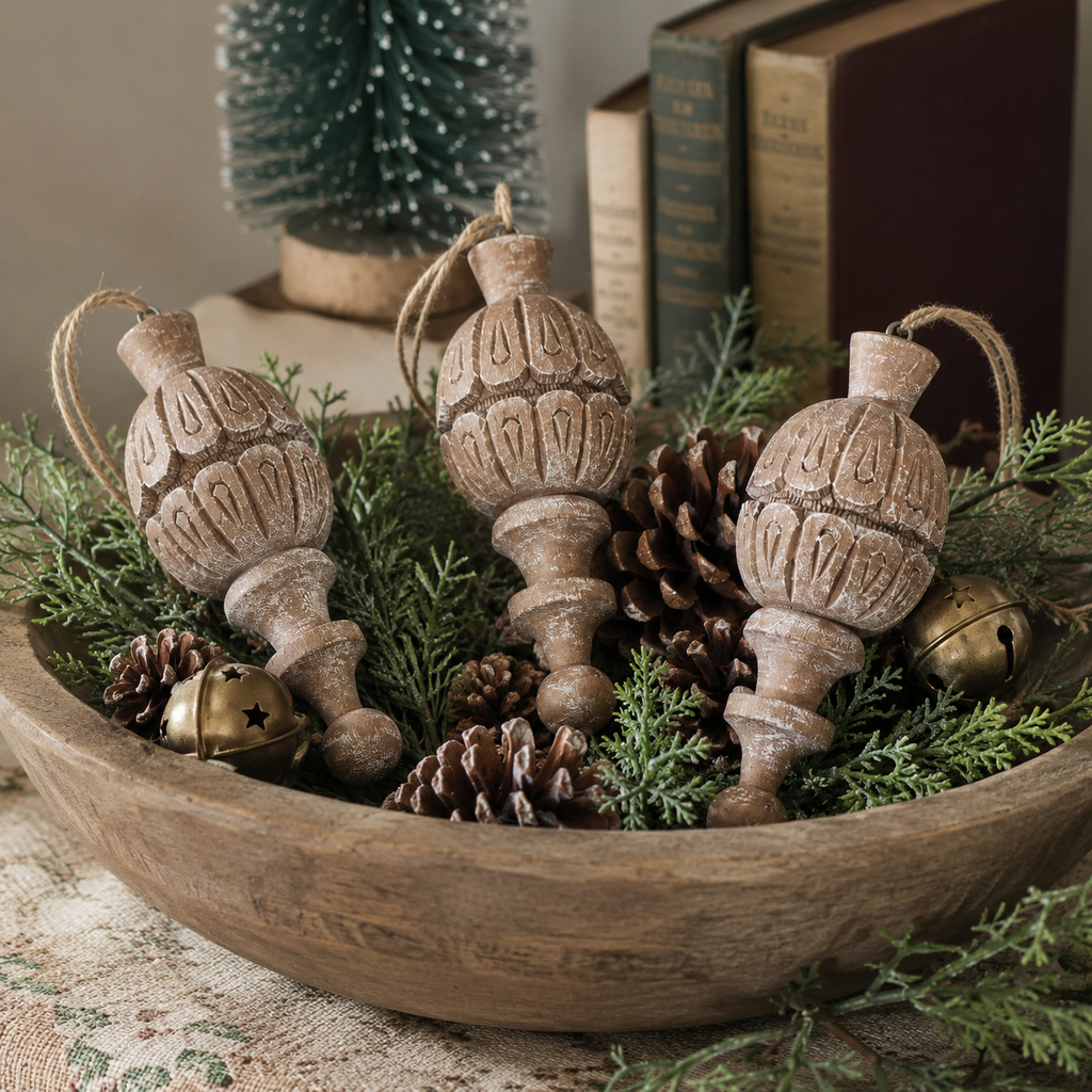 Vintage Carved Wooden Finial Ornament