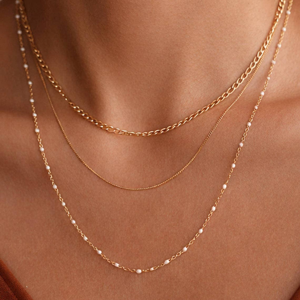 18K Gold Plated Waterproof Stainless Steel Chain Necklace - 7537: S0OX3T7537