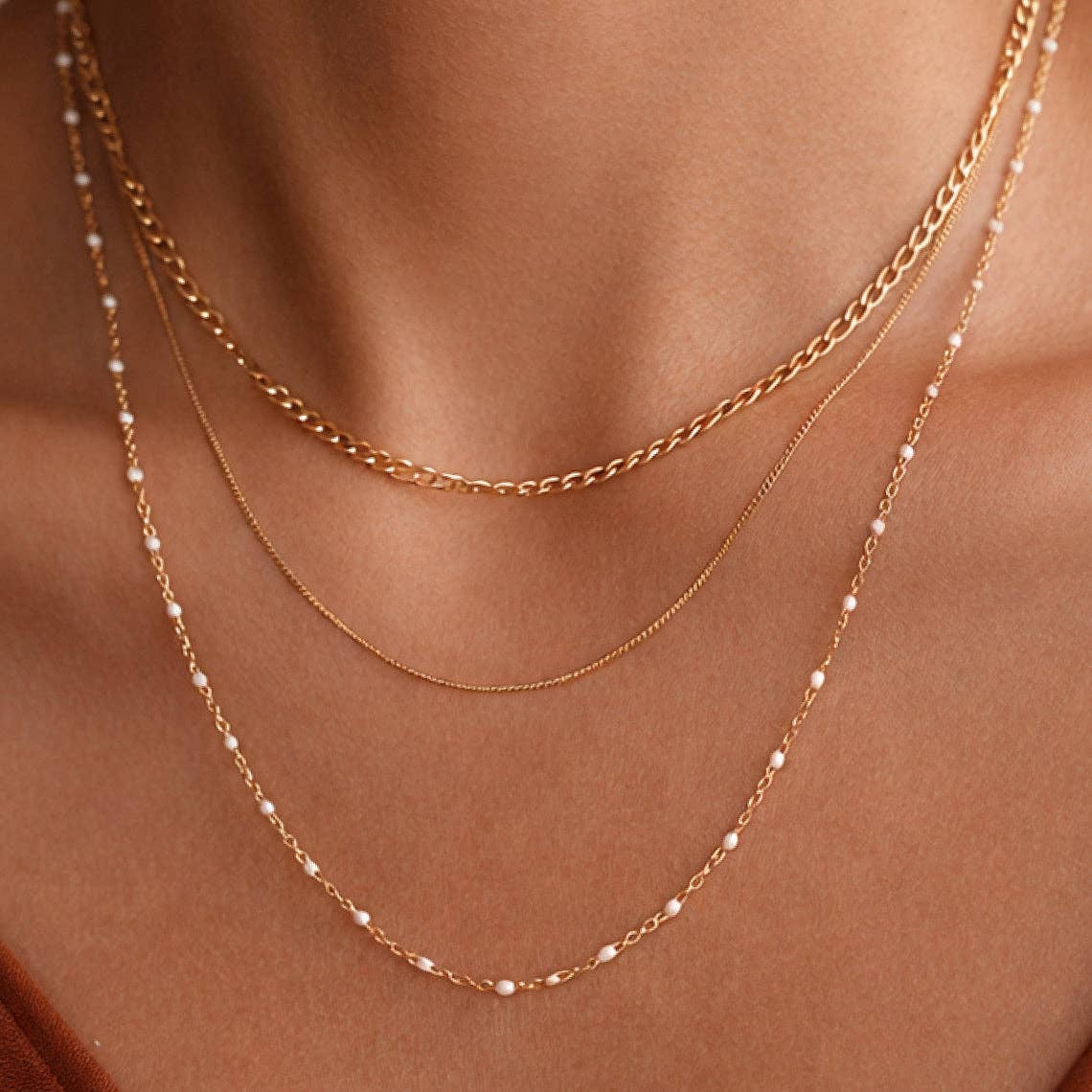 18K Gold Plated Waterproof Stainless Steel Chain Necklace - 7537: S0OX3T7537