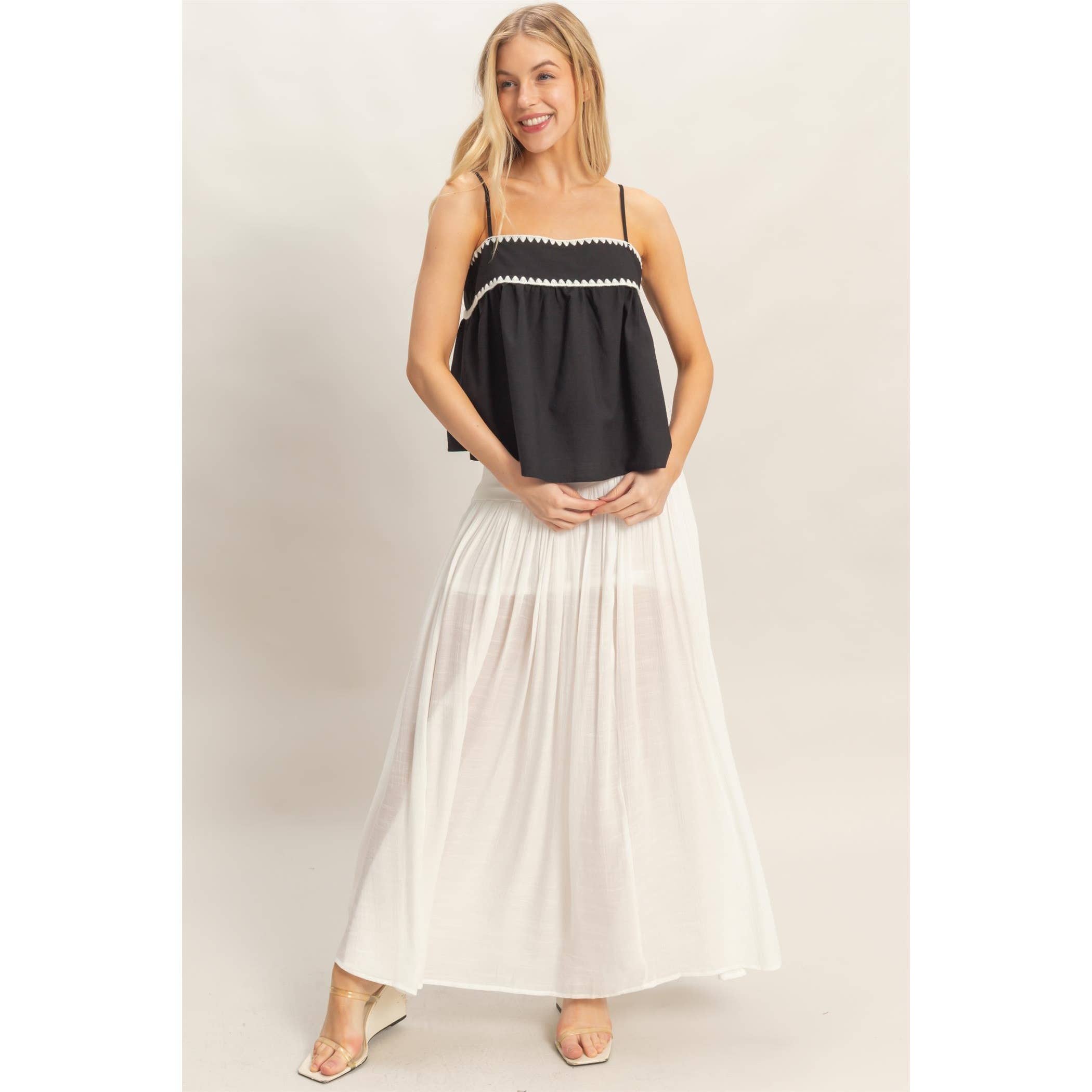 Sleeveless Babydoll Top: BLACK