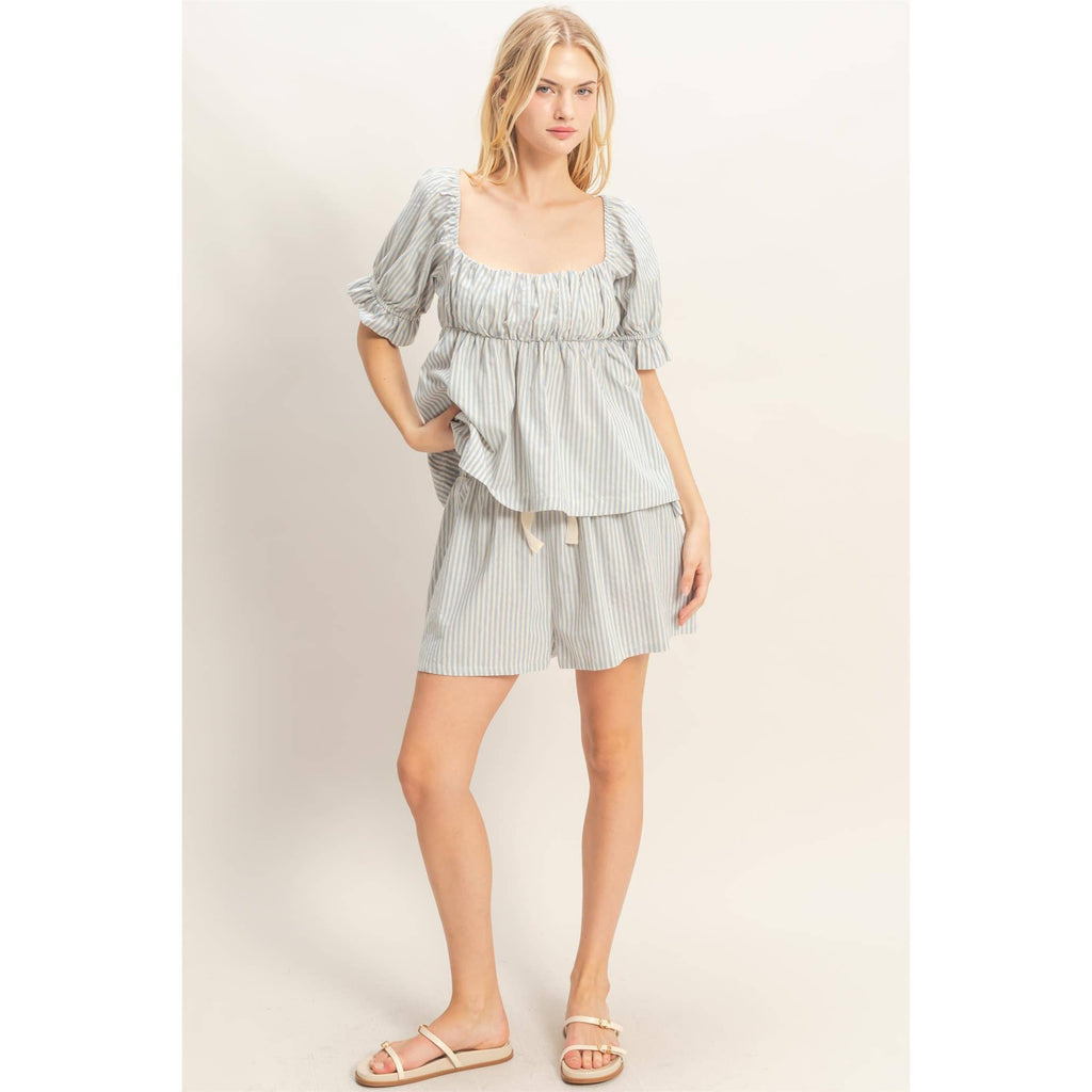 Striped Sky Blue Shorts